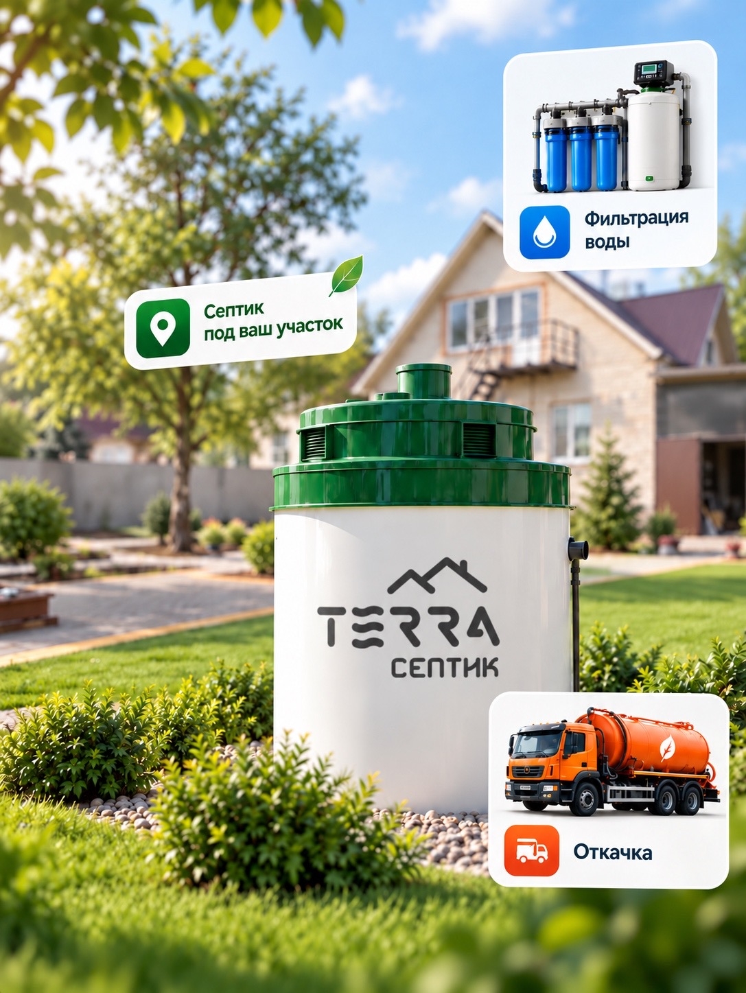 Септик, откачка и система очистки воды TerraSeptik