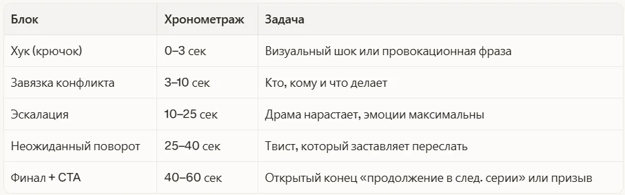 Структура сценария для вирусного нейромультика