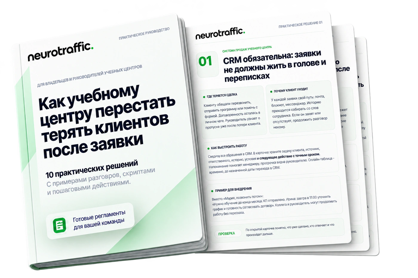 Мокап практического руководства: обложка и листы регламентов работы с обращениями