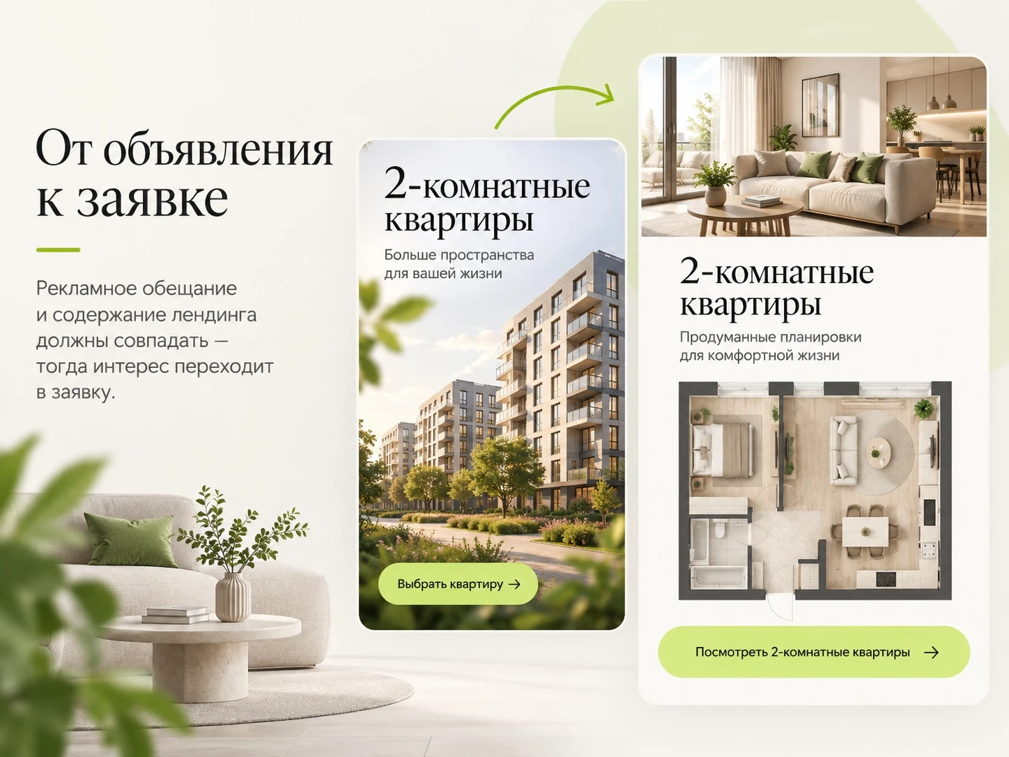 Согласованное предложение в рекламе и на посадочной странице ЖК