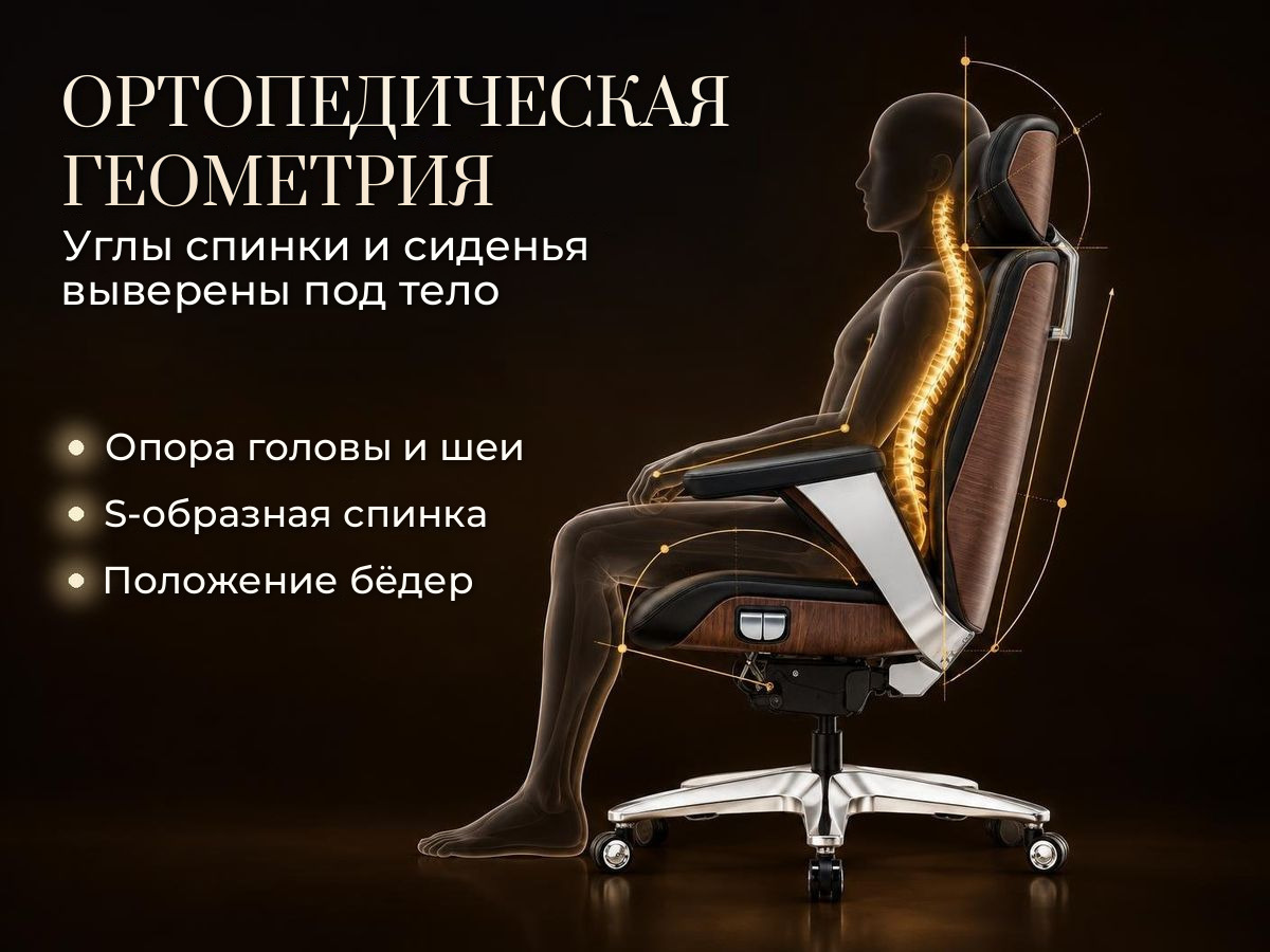 Ортопедическая геометрия Углы спинки и сиденья кресла руководителя OSARI Royal Space X3 под анатомию тела