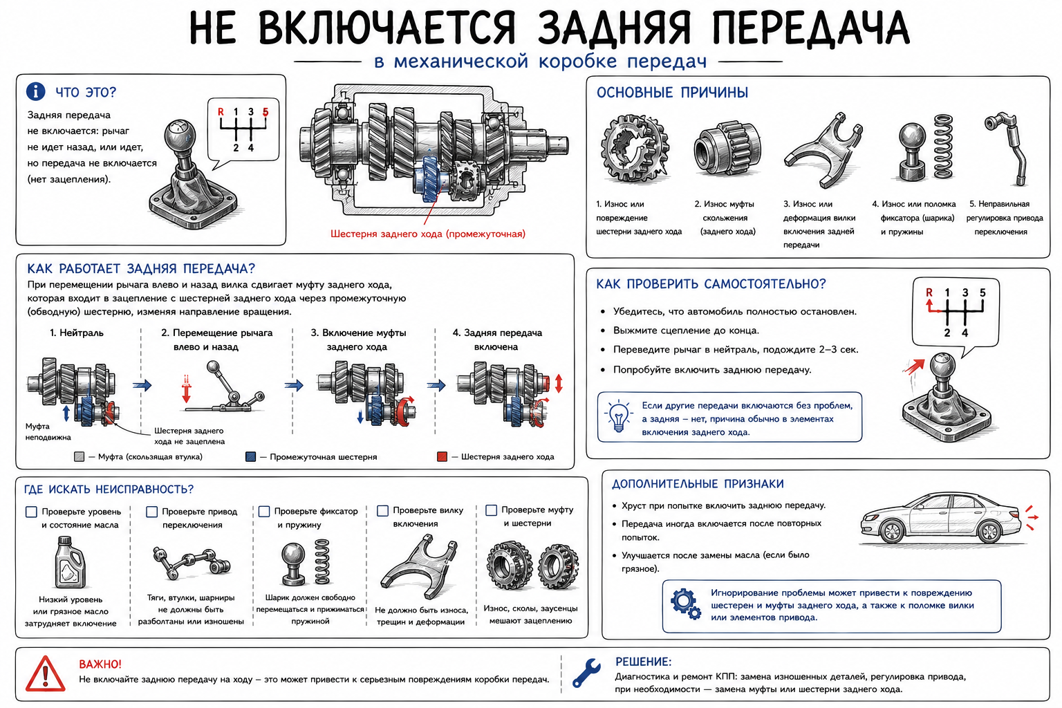 не включается задняя передача