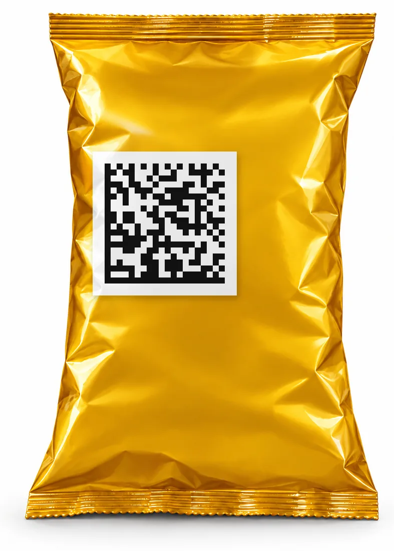 Пакет с этикеткой Data Matrix, нанесённой аппликатором