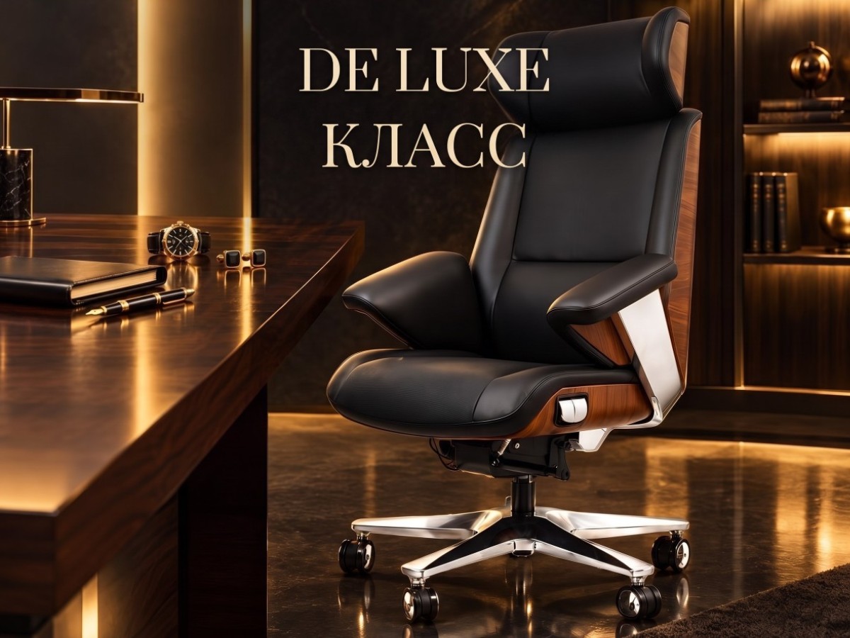 De Luxe Кресло руководителя OSARI Royal Space X3 у рабочего стола из ореха