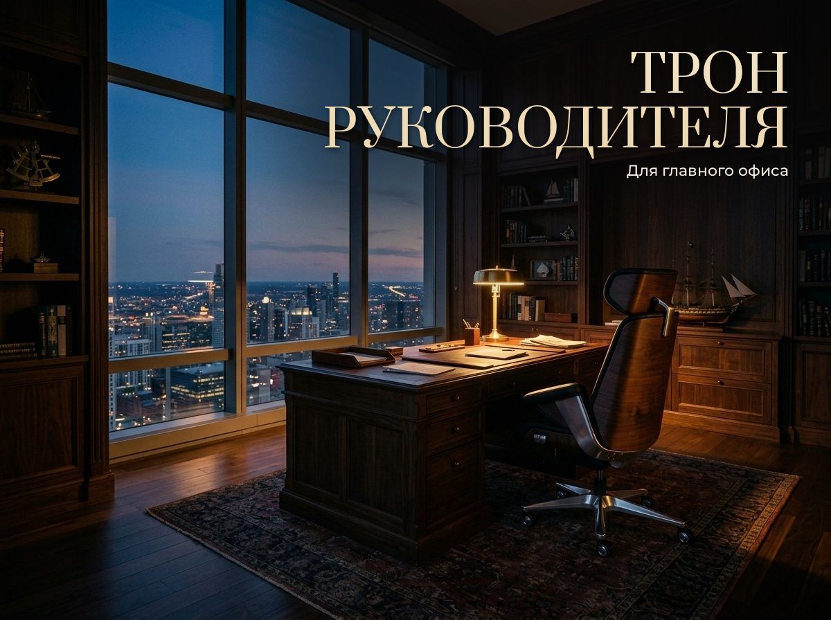Трон руководителя Кресло руководителя OSARI Royal Space X3 в главном офисе вечером