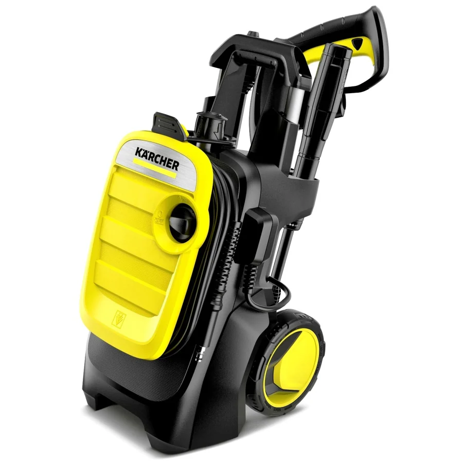 Аппарат высокого давления Karcher K 5 Compact 1.630-750 с насадкой для пенной чистки 0.6 л Karcher FJ 6 2.643-147, катушка с поливочным шлангом Grinda PROLine FLEX 3 3/4", 25 м, 20 атм 429008-3/4-25 с быстросъёмными соединителями для шланга GC-34 3/4" Grinda 8-426326_z01