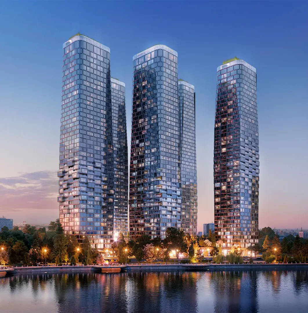 Башни жилого комплекса River Park Towers Кутузовский у Москвы-реки