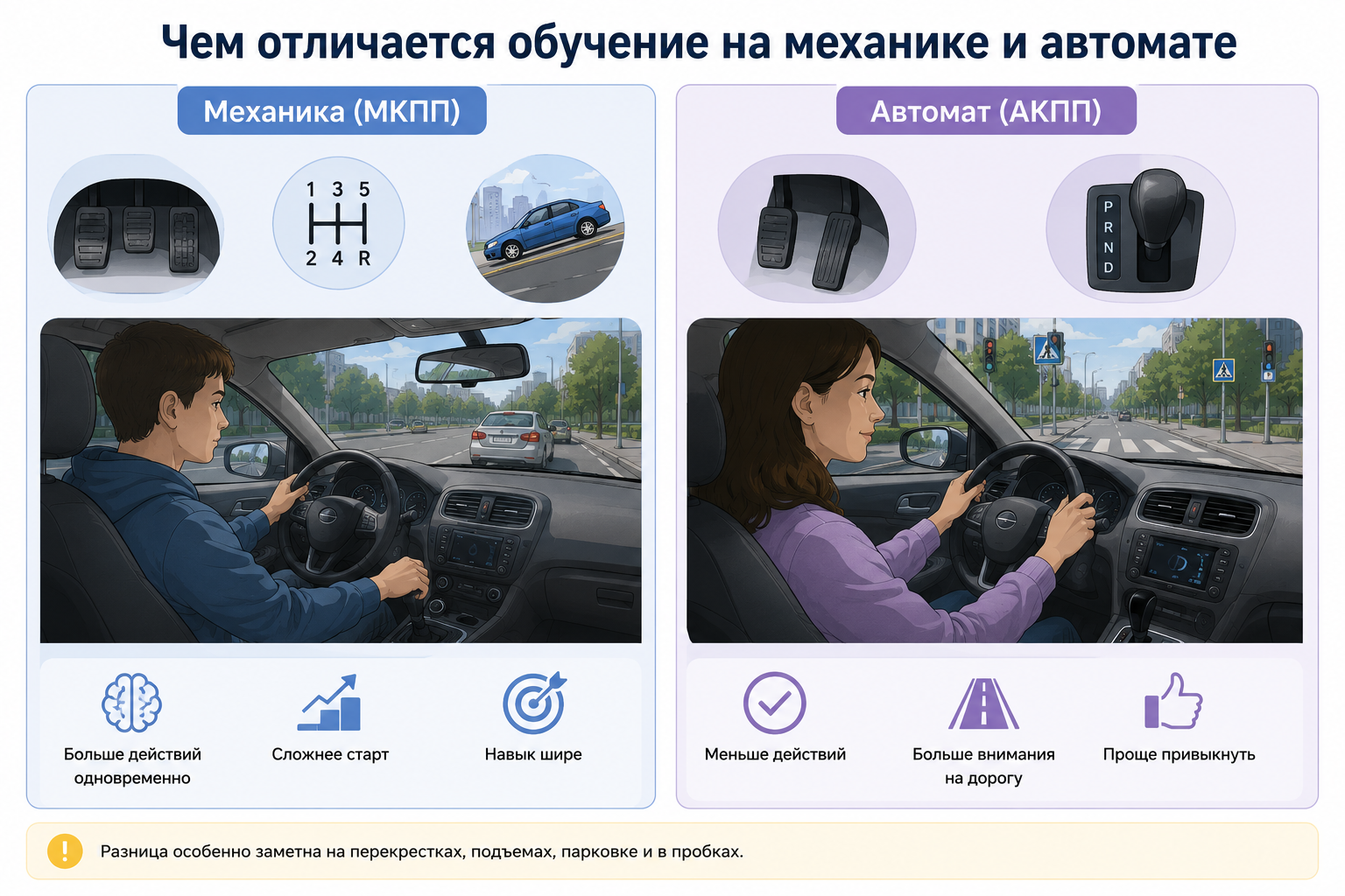 Чем отличается обучение на механике и автомате